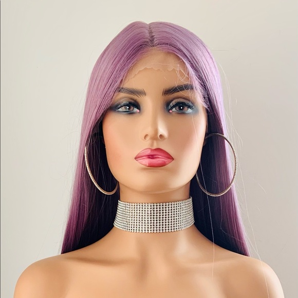 Gorgeous 28” Plum Purple Premium Synthetic Lace Front Wig - Picture 8 of 11